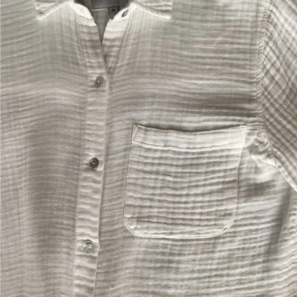 Rails Ellis Shirt XS White Gauze 100% Organic Cotton - Picture 7 of 11